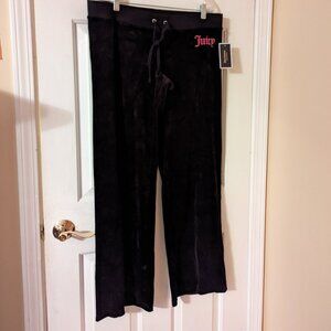 Juicy Velour Pants in Black with Pink Juicy Logo XL ~ Brand New with Tags